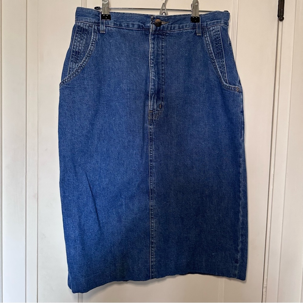 Vintage French Dressing Jeans Denim Midi Skirt, Cotton, Made in Canada